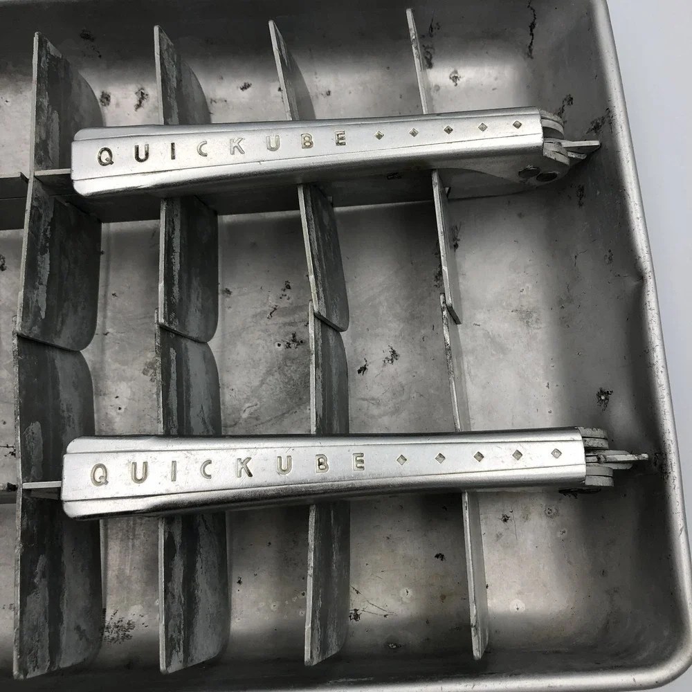 Vintage Double Fridgidaire Ice Cube Tray Quickube Aluminum Metal Quick‎ Release